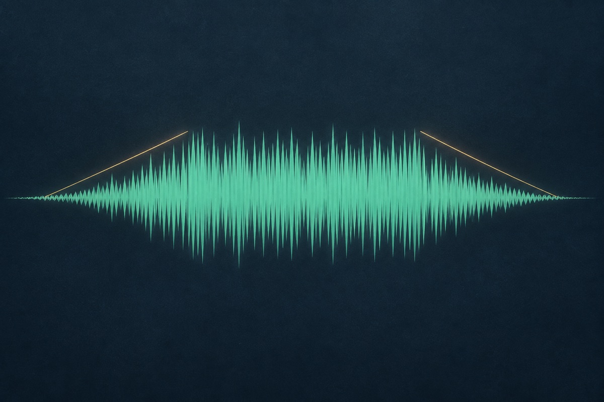 AI-generated illustration: An illustrative waveform gradually rising and falling at its edges