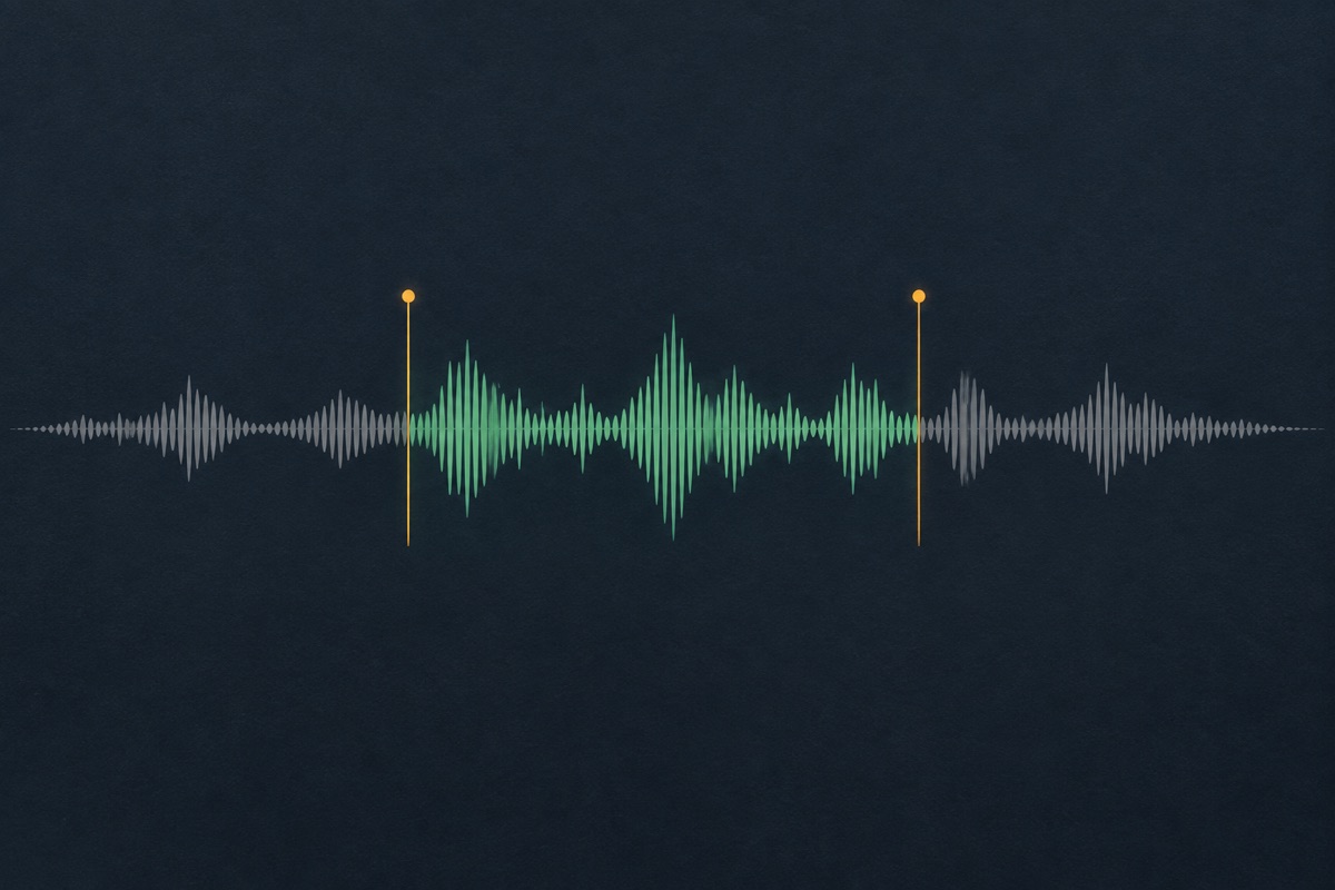 AI-generated illustration: Two boundaries selecting the middle of an illustrative waveform